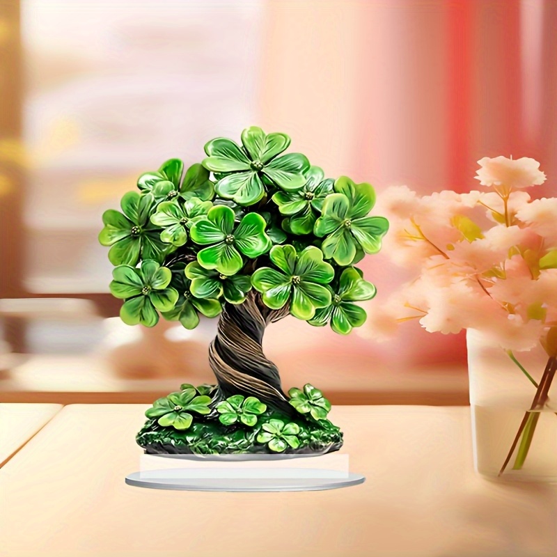 

2d Flat 2d Plane 's Day Clover Tree Decoration-multifunctional Acrylic Home And Office Art, Office Desk, Living Room, Bedroom-ideal New Year Or Valentine's Day Gift, No Power Needed