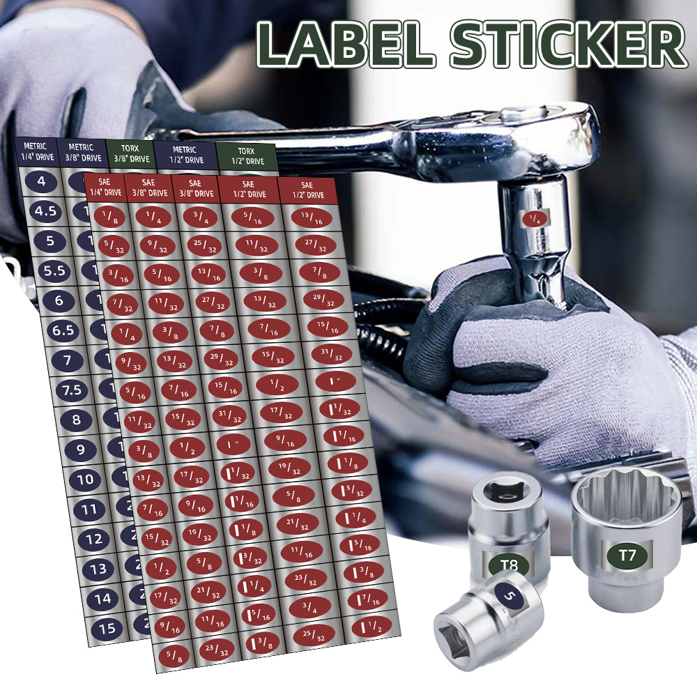 TEMU A Set Of 170 Small Mechanical Drive Socket Label Stickers, Socket Reminder Stickers, Labels For Convenient Identification, Improving Your Work Efficiency