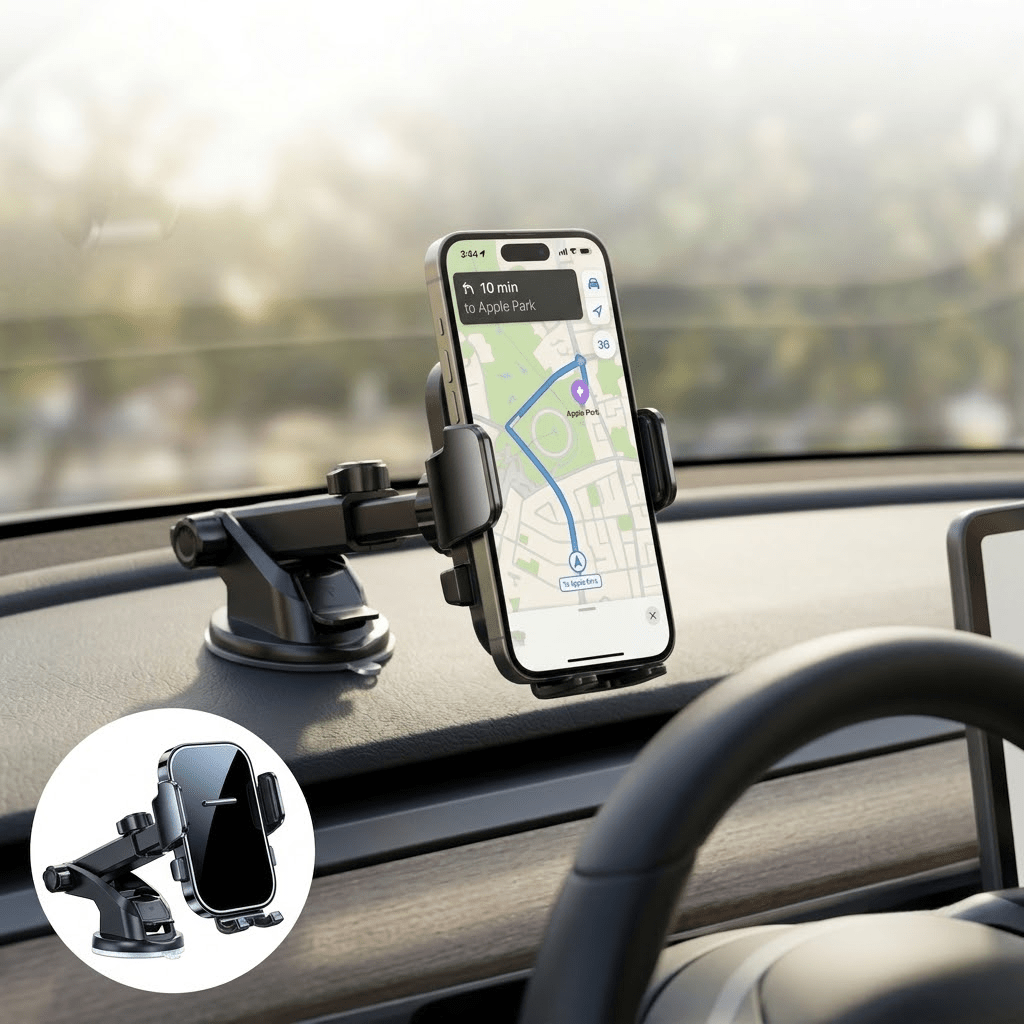 TEMU Soporte para teléfono de coche, montaje para salpicadero y reposacabezas, pinza para teléfono de con diseño de espejo, rotación de / inclinación