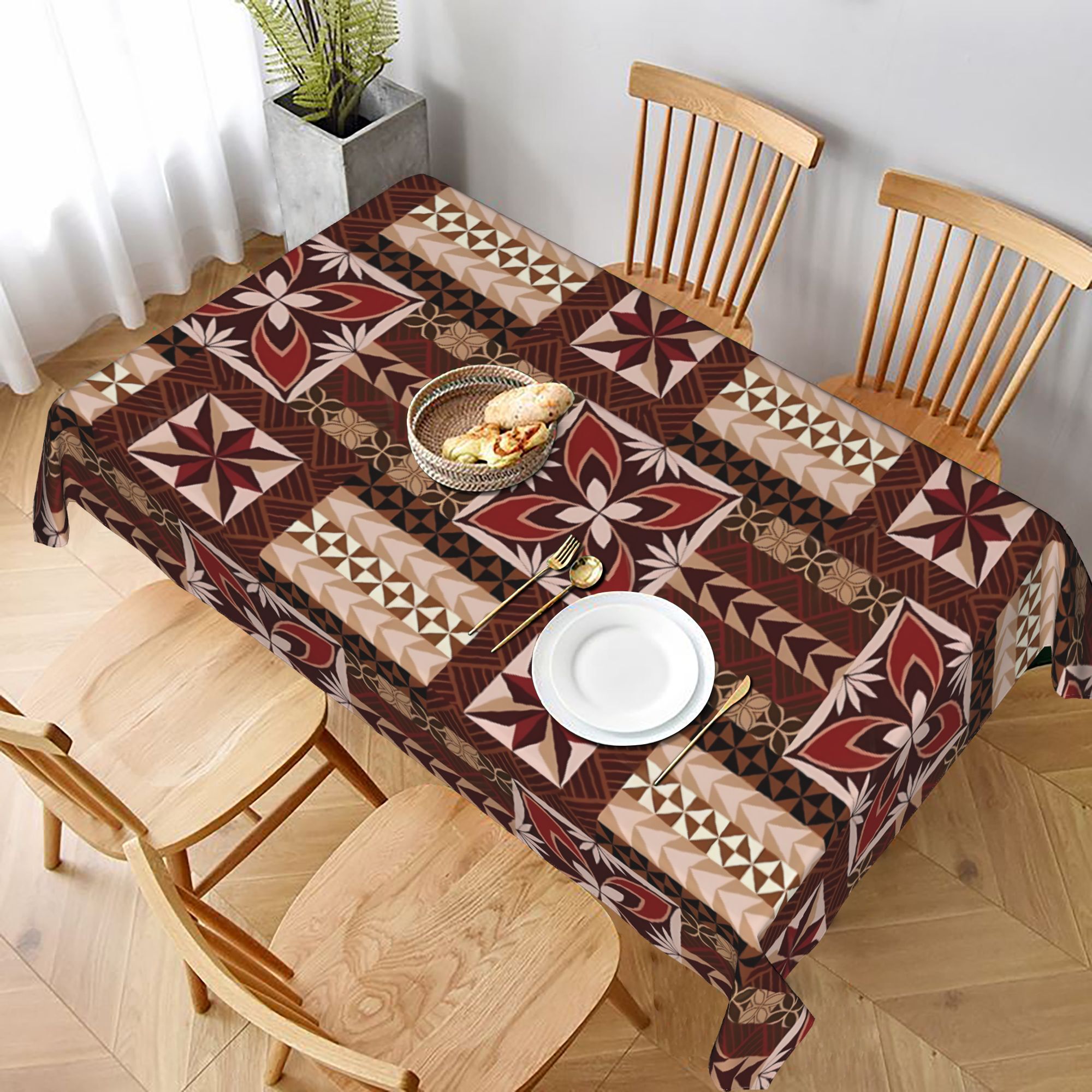 TEMU 1pc Tau Pattern Samoan Siapo Tablecloth, Wrinkle Free And Durable Holiday Parties Themed Decor, Outdoor Picnics, Holiday Gifts And Lovers Table