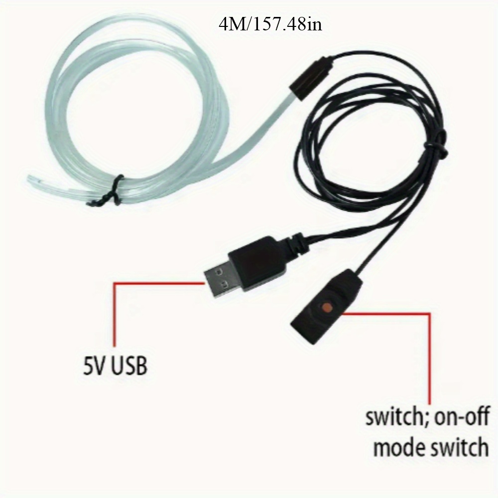Image of 4-meter Led Light, Car Interior Decorative Ambient Lighting, Usb Color-changing Light. Suitable For Car Decoration And Accessories