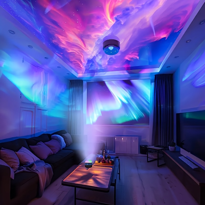 Temu product page showing the LED Aurora projector at a discounted price