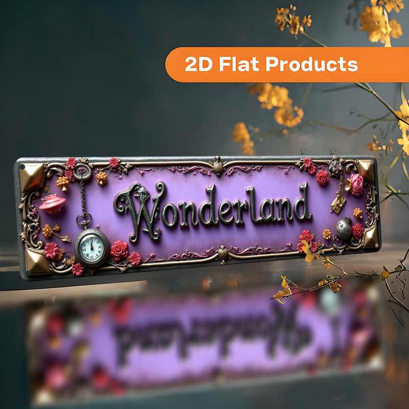 TEMU 2d Flat - A Decorative Aluminum Wall Sign In A Vintage Style Featuring A Design Of A Clock, Flowers, And A Robot. Measuring 10x40 Cm (3.9x15.7