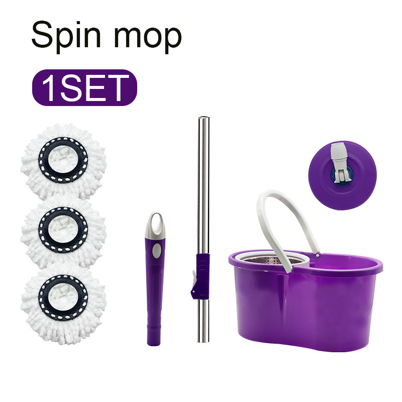 TEMU 360 ° Rotating Mop And Bucket Set, Basket Dust Removal Mop Bucket, Equipped With 3 Interchangeable Heads, Hand Wash Free Rotating Mop, Suitable