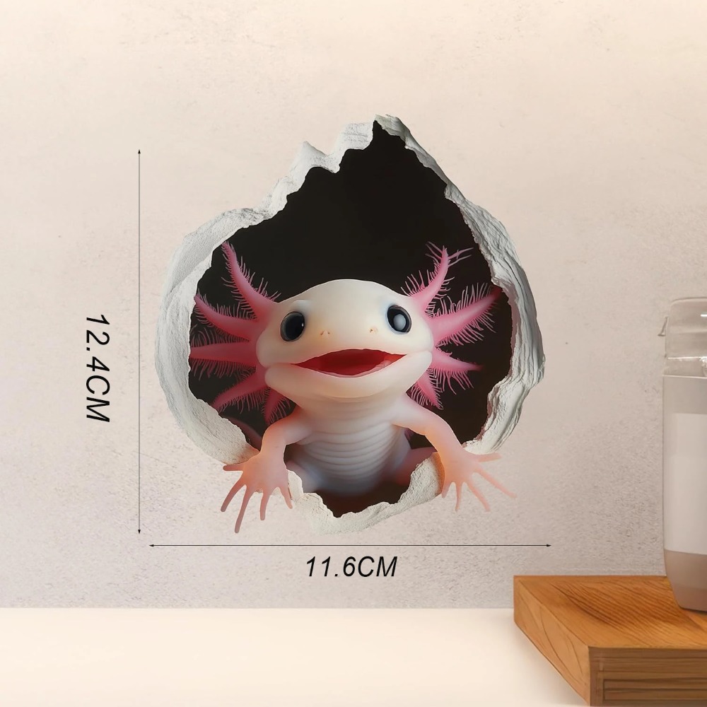 1pc Axolotl Decal - Wall Hole Sticker With 3d Effect 2d Flat Sticker Vinyl