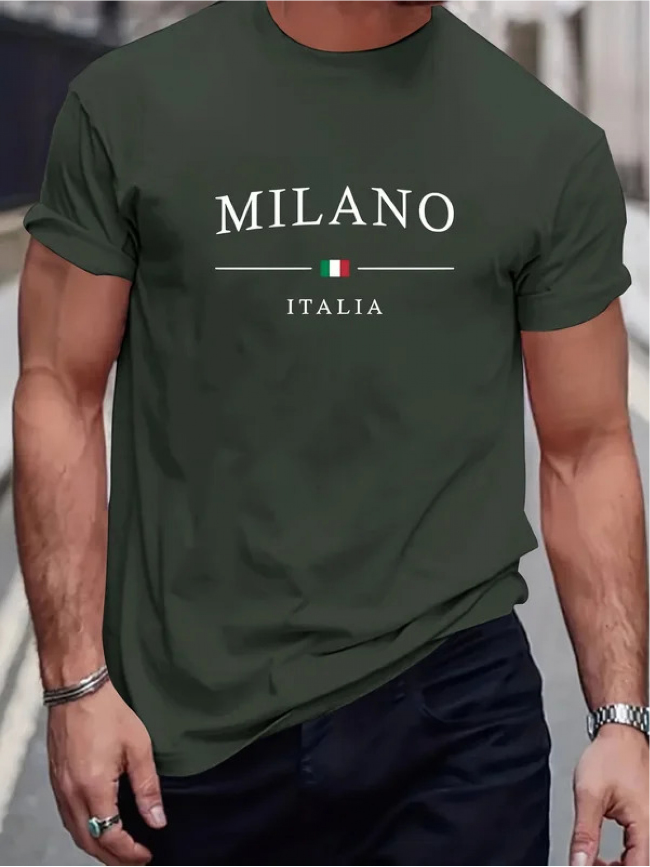 Мъжка лятна мода MILANO с принт на букви, свободна кройка, голям размер, удобна тениска с къс ръкав и кръгъл яка, ПЛЮС РАЗМЕР