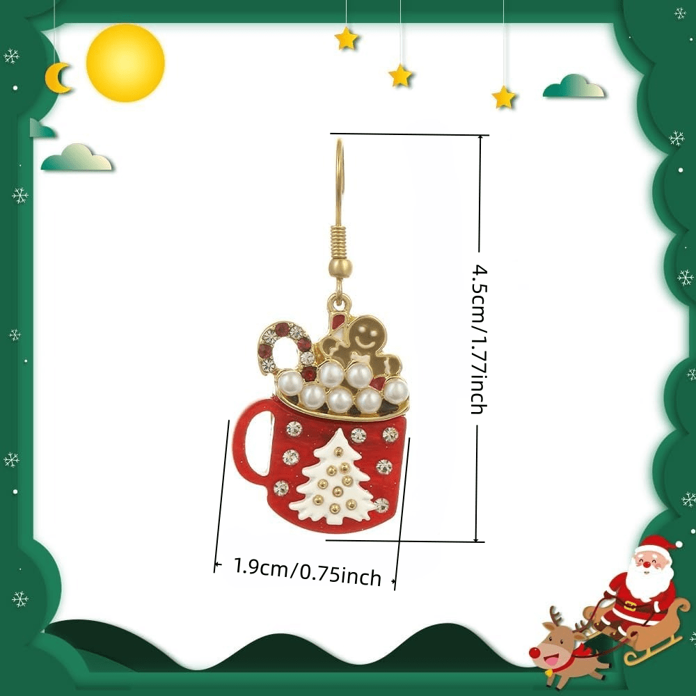 Women's Enamel Gingerbread & Coffee Cup Dangle Earrings