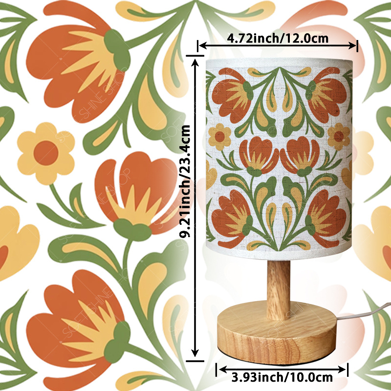 Fabric Shade USB-Powered Print Table Lamp, Cozy Light