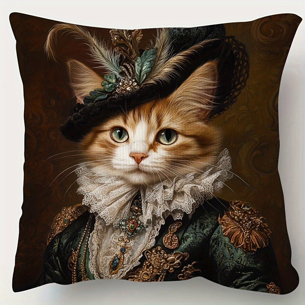 TEMU 1pc Animal Portrait Fashion Pillowcase, Made Of Soft And Smooth Polyester Short Plush Fabric, Featuring A Single-sided Printed Design, Does Not