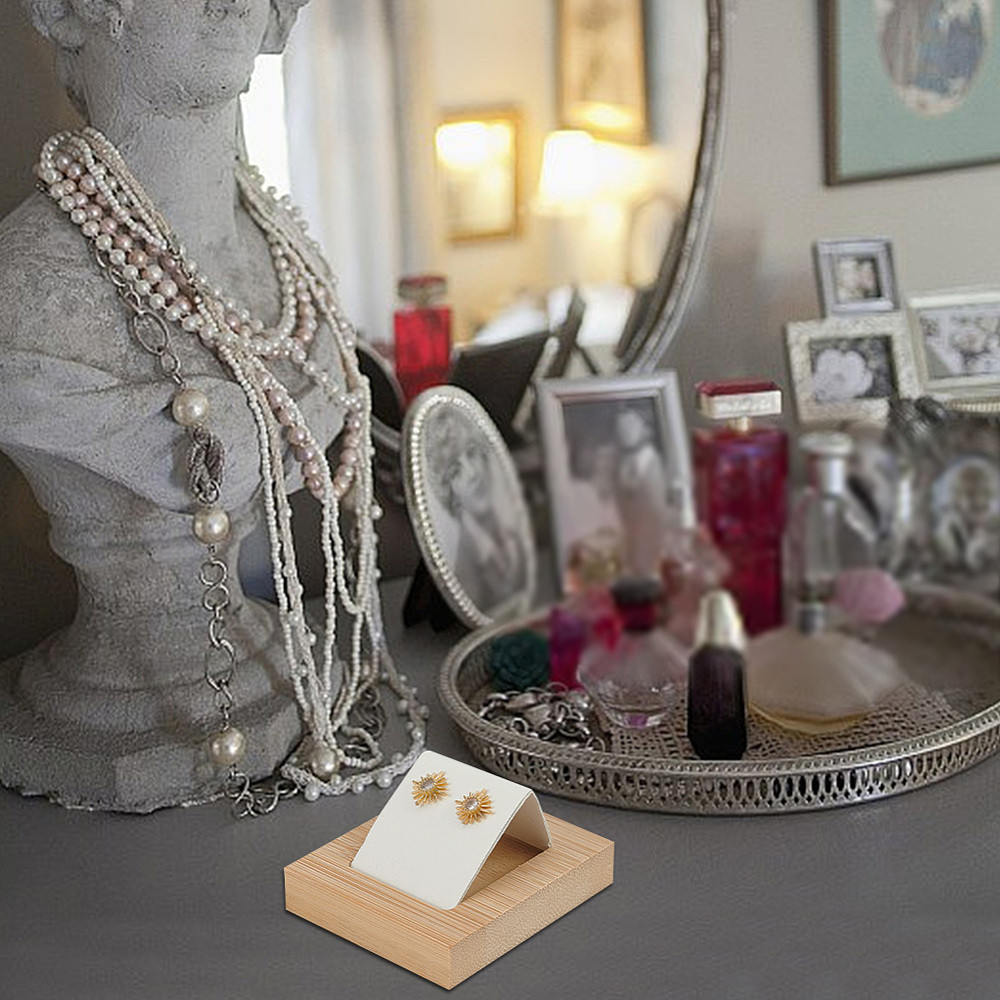 3pcs elegant white wooden earring display stands slanted Temu