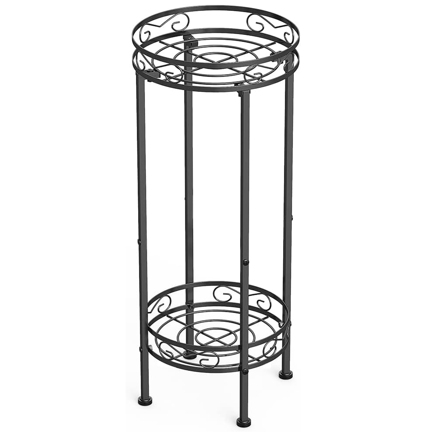 Image of 2 Tier Tall Plant Stand, Metal Plant Stands Indoor 70x30cm, Flower Stand Flower Pot Display Stand For Garden Patio, Black