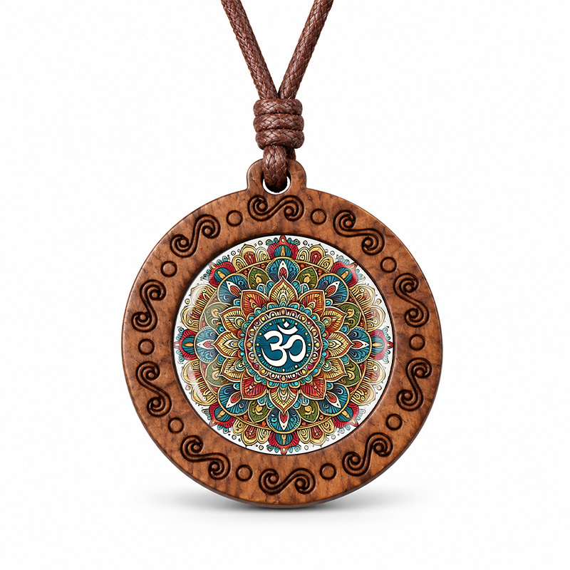 Buddhist Elements 2D Flat Pendant Necklace, Unisex Gift