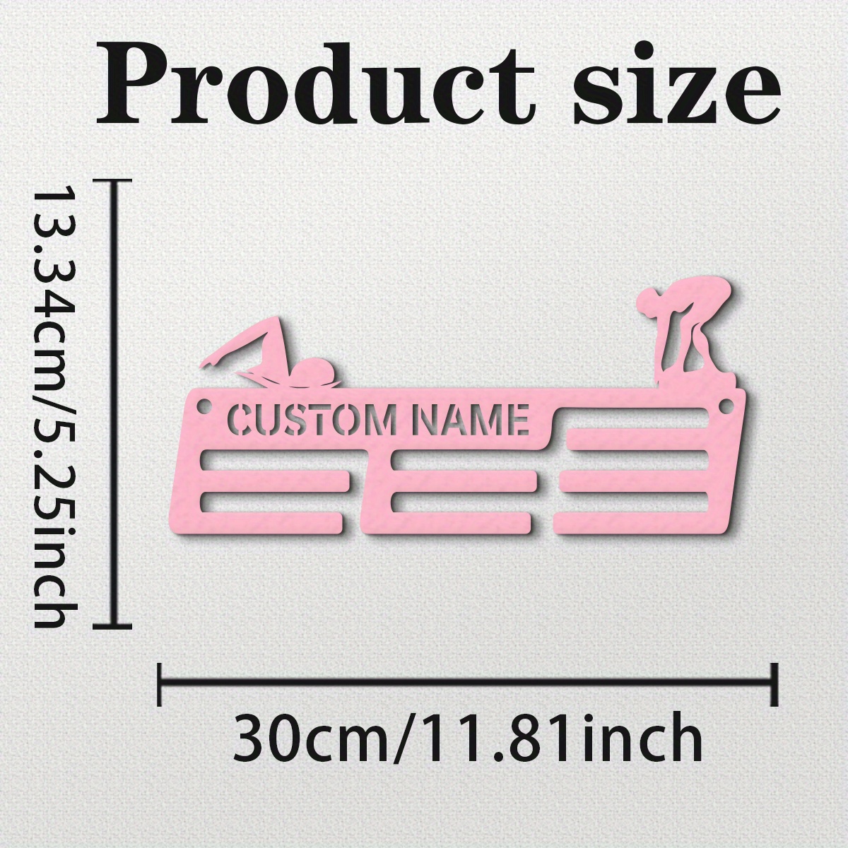 TEMU 1pc Custom Name Swimming And Diving Medal Decoration Stand Wooden Name Medal Holder-double Layer Wood, Diy Paintable, Wall Mounted, Home Decor,