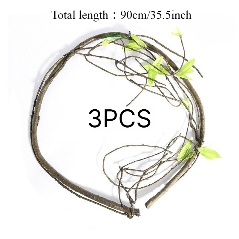 TEMU 3pcs 90cm/35.43in Fake Branches 9 Mixed-size Leaves And 3 Big Branches And 16 Small Twigs Vine Artificial Flowers For Home, Hotel, Wedding