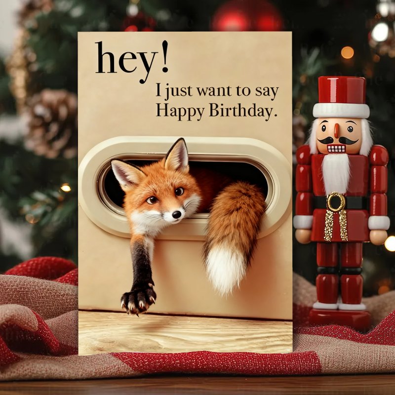TEMU Adorable carte d'anniversaire pour animaux et une figurine de renard artisanale, un cadeau unique pour les passionnés d'animaux, parfait pour
