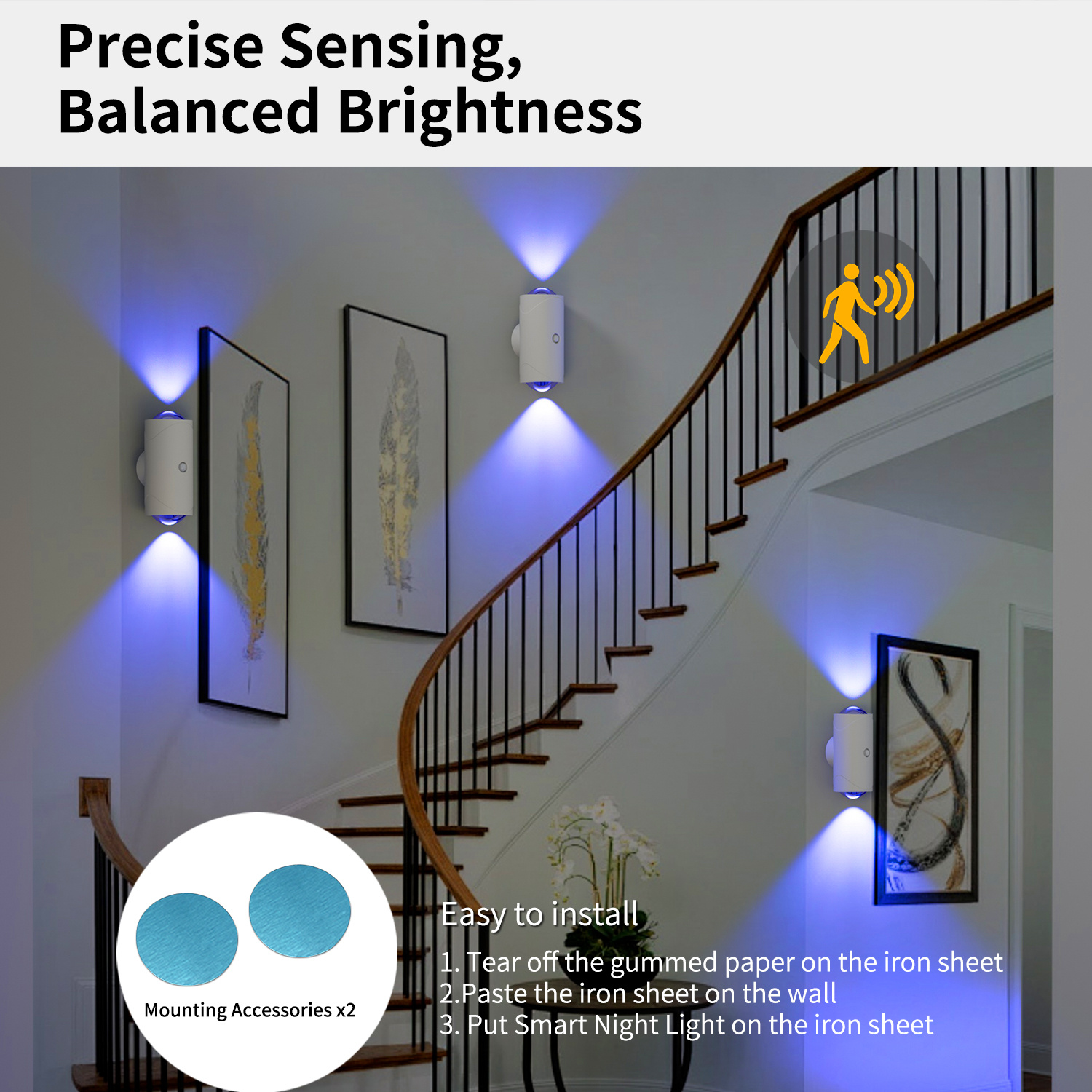 2/4pcs LED Motion Sensor Night Light, 7 Colors Rechargeable Battery Stair Light, Wireless Magnetic Wall Lamp, Cordless LED Wall Night Lights For Steps, Bedroom, Hallway, Courtyard, Christmas Holiday Decor