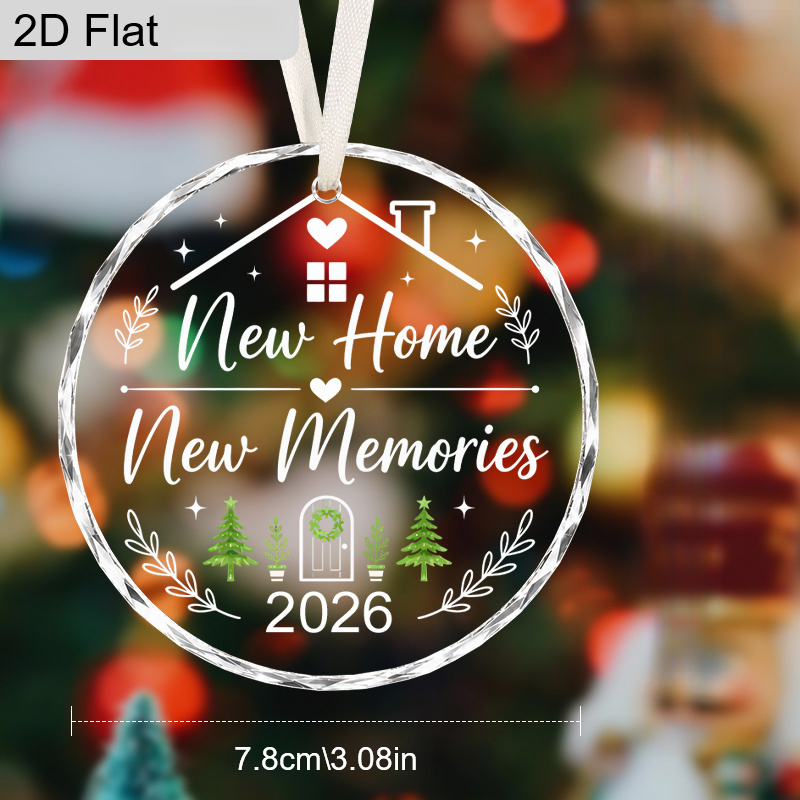 TEMU Décoration de Noël 2D Plate pour Nouvelle Maison, Attrape-soleil, Impression de Plante de Maison "Nouvelle Maison Nouveaux Souvenirs 2026/2027",