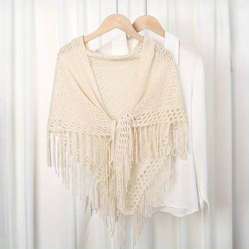 1pc womens solid color fringe scarf shawl with sweater autumn and winter accessories