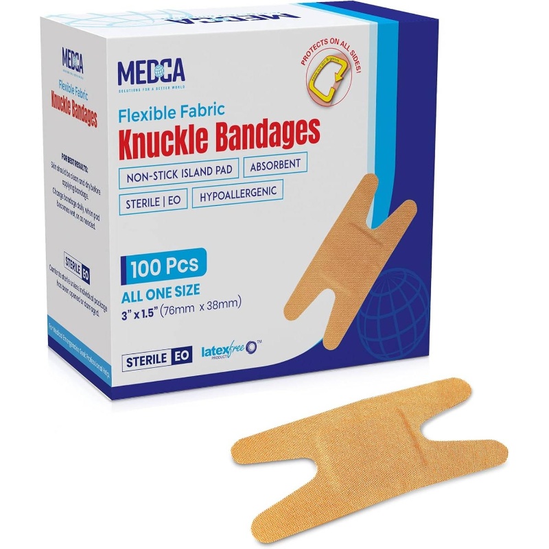 Flexible Fabric Bandages - Flex Fabric Adhesive Bandages Knuckle Bandages Finger Care and to Protect Wounds from Infection - Count Box
