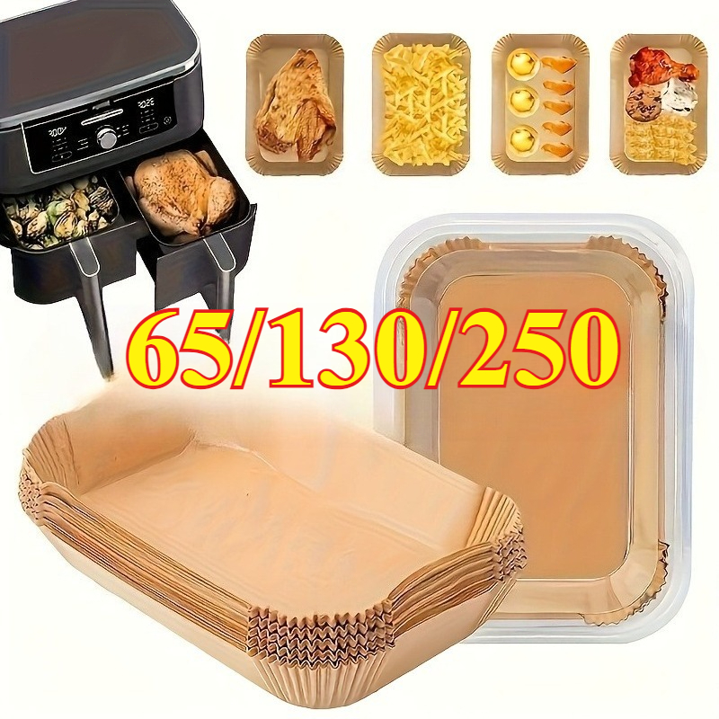 65 130 250pcs rectangular air fryer papers   dual air fryer non stick parchment liners disposable paper oil proof and water proof suitable for christmas halloween easter air fryer accessories easy to   for holiday gifts