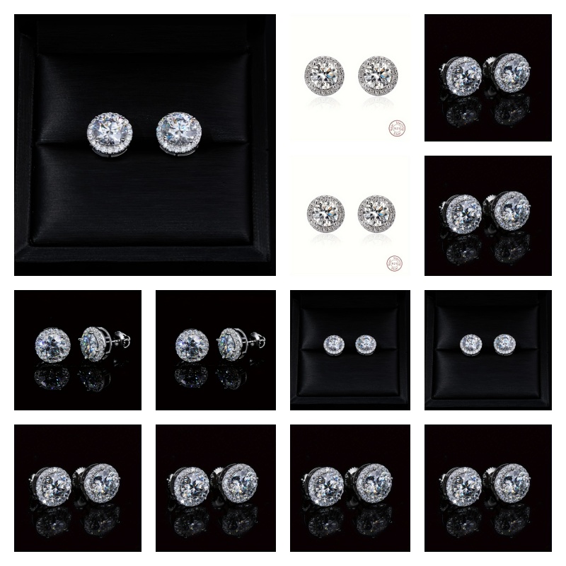 TEMU 2 Carat Vvs1 Moissanite Stud Earrings - Mature Style, 925 925 Silvery Post, Natural Round Cut Stone For Men And Women