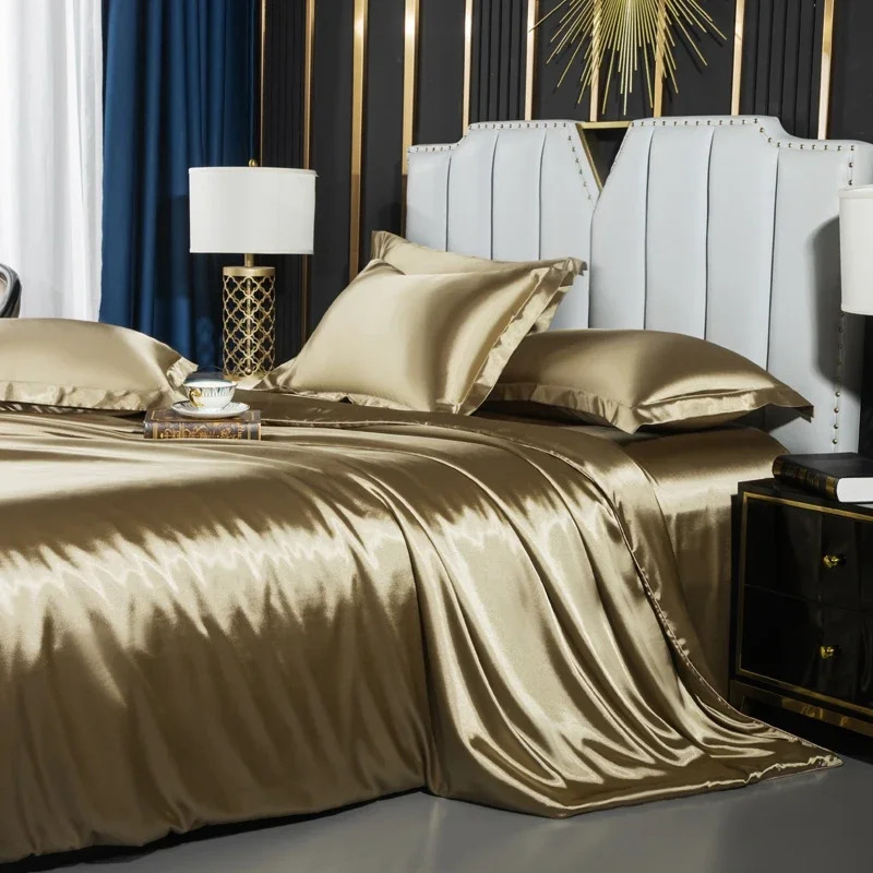 bedding set with duvet cover bed sheet pillowcase luxury couple single   1 2 people solid bedsheet Product details 9