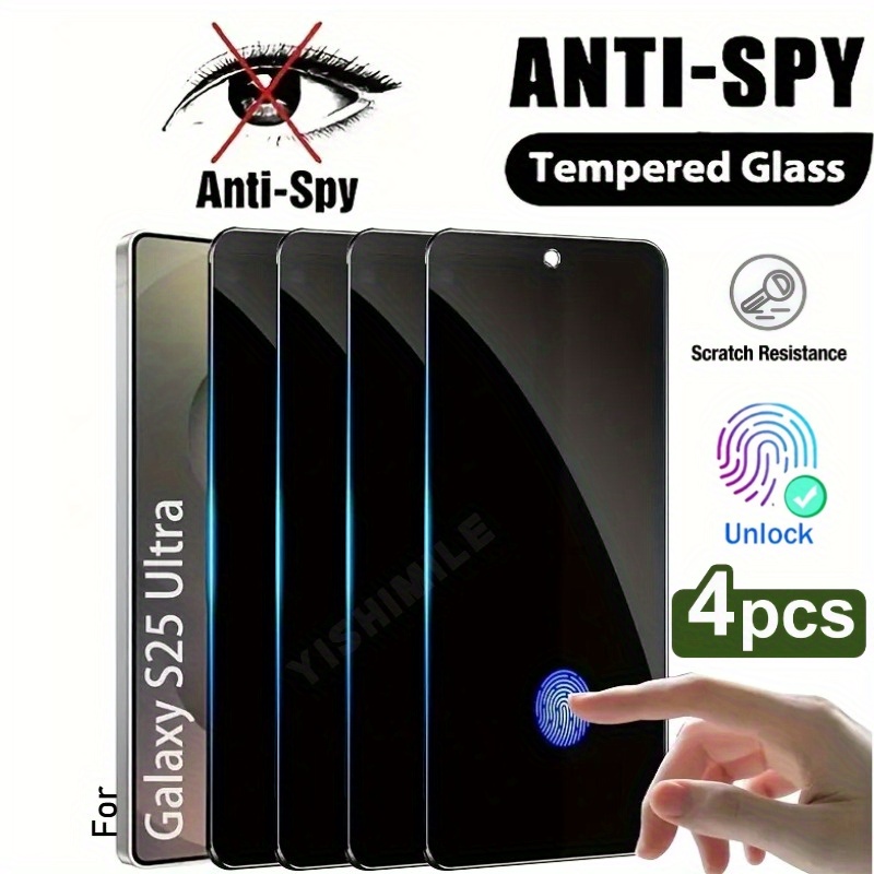 TEMU 4pcs Full Coverage Privacy Tempered Glass Screen Protector For Galaxy S22 5g/s22 /s23/s23 /s24/s24 Plus/s24 Ultra/s25/s25 Plus/s25 , 9h 