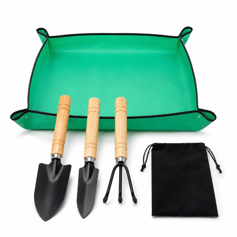 TEMU 5pcs Gardening Planting Set, Including A Mat Trowel, 3pcs Planting Shovels And 1pc Drawstring Bag