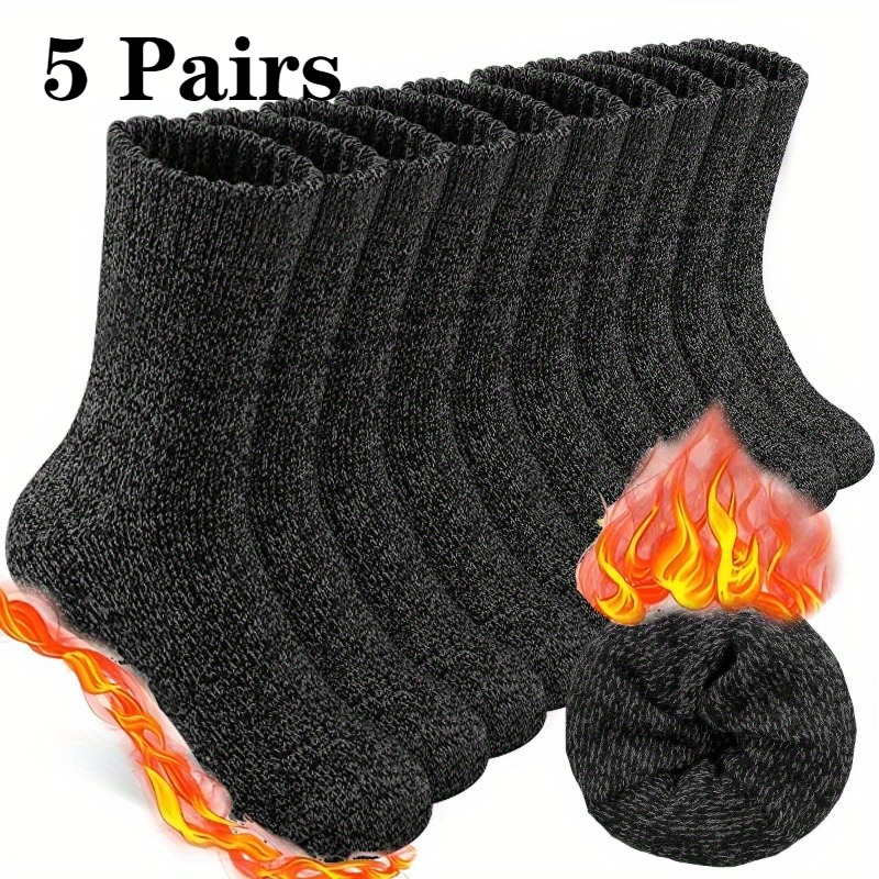 TEMU [thermal Socks -40Â°c] 5 Pairs Men's Thermal Socks - For Weather Heavy-duty Winter Socks, Elastic For , Suitable Sizes 7-13 (eu Sizes 43-46) -