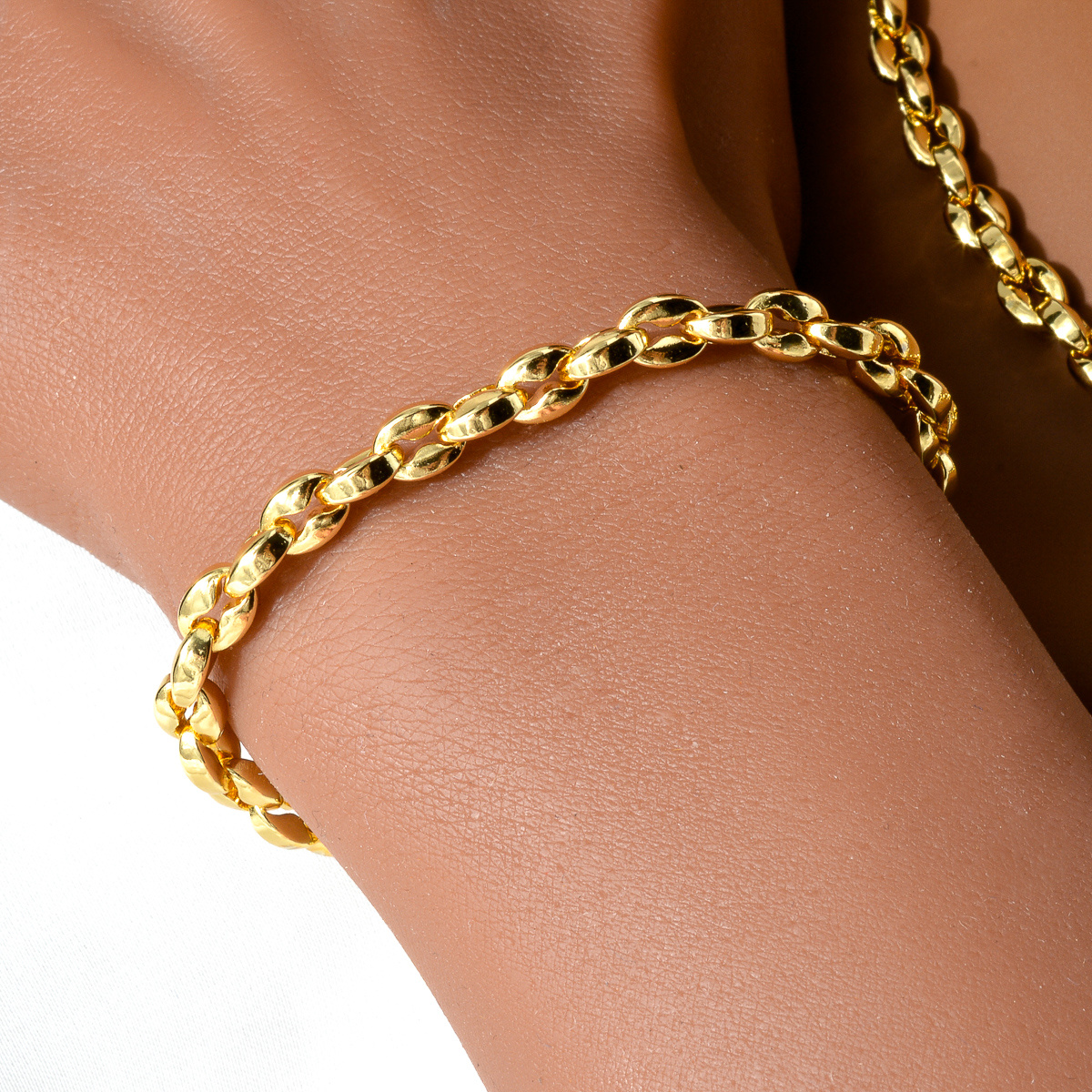Coffee Bean Bead Necklace Bracelet Set - Classic Punk Style Accessories