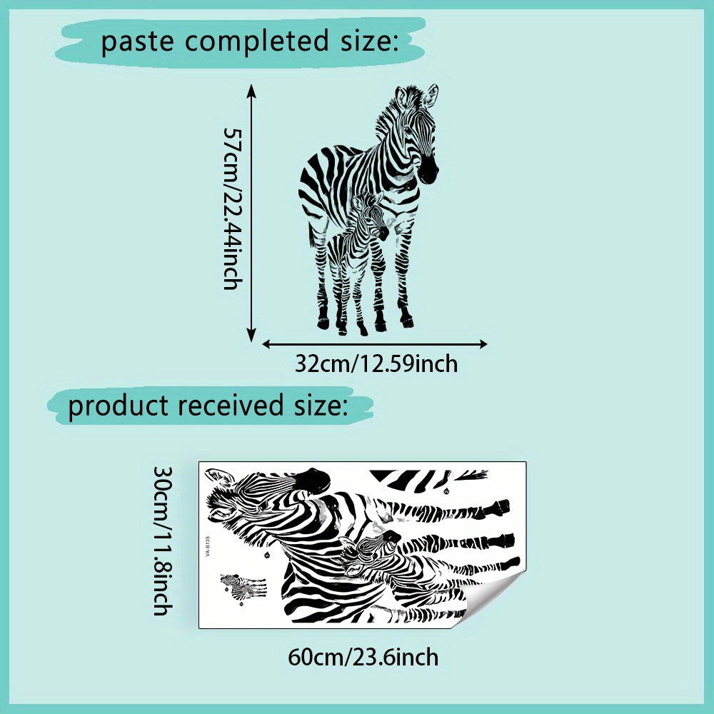 1pc, Black And White Striped Zebra Animal Pattern Wall Sticker, Home Decoration For Living Room, Bedroom, Dining Room, Study, And Entrance Wall , Pvc Material, Self-adhesive, Removable, 30*60cm