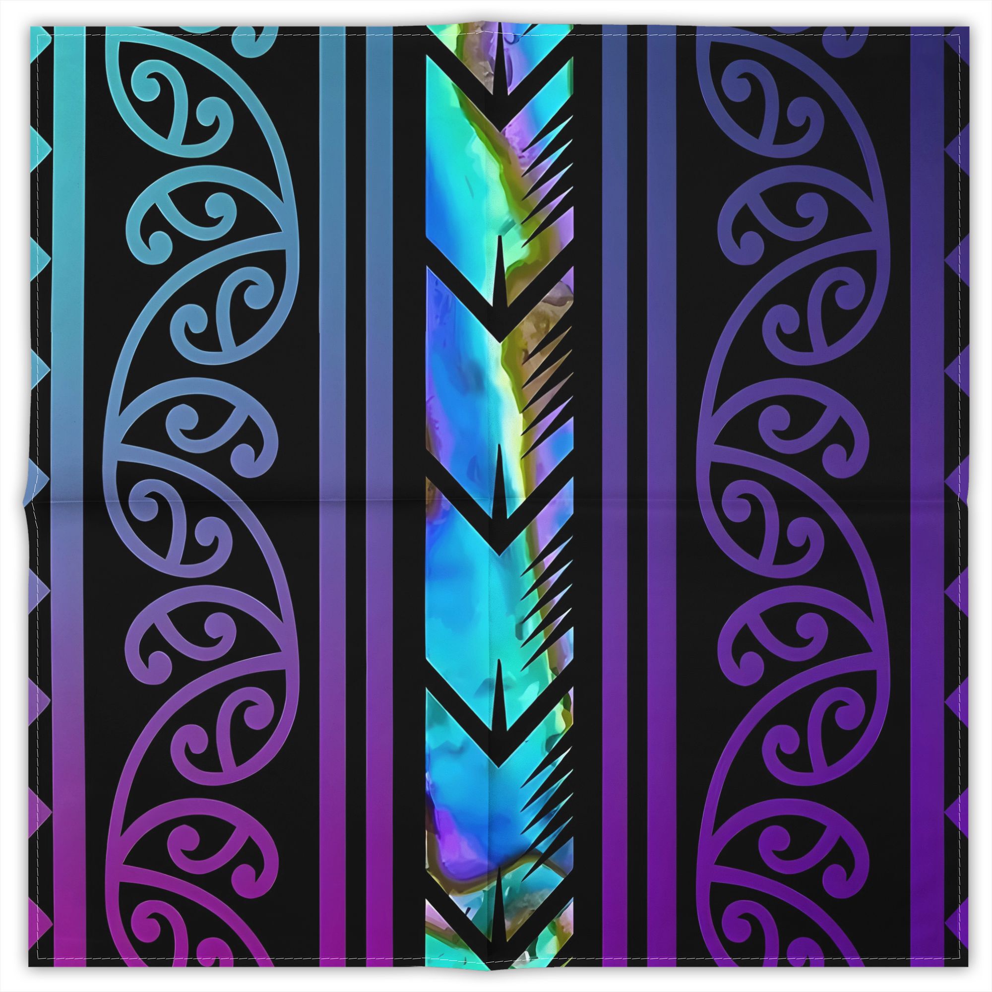 TEMU 2d Print Design 2d Print Design Purple Maori With Inlayed Paua Shell Unisex Print Bandana Hip Hop Street Handkerchief Outdoor Stylish Scarf For