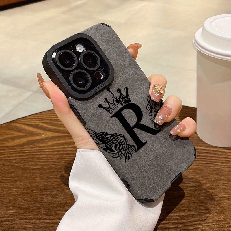 TEMU Phone Case: Crown Wing Letter Phone Case For Iphone 16 Pro Max/15 Pro/14 Plus/13/12/11 Pro Max, Shockproof & Durable, Stylish Tpu Protective