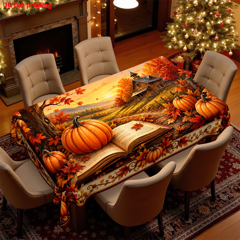 TEMU 1pc, 2d Flat Printing, Autumn - Themed Printed Tablecloth, Dining Table Accessories Tableware Tablecloth, Suitable For Home, Coffee Table, Tea