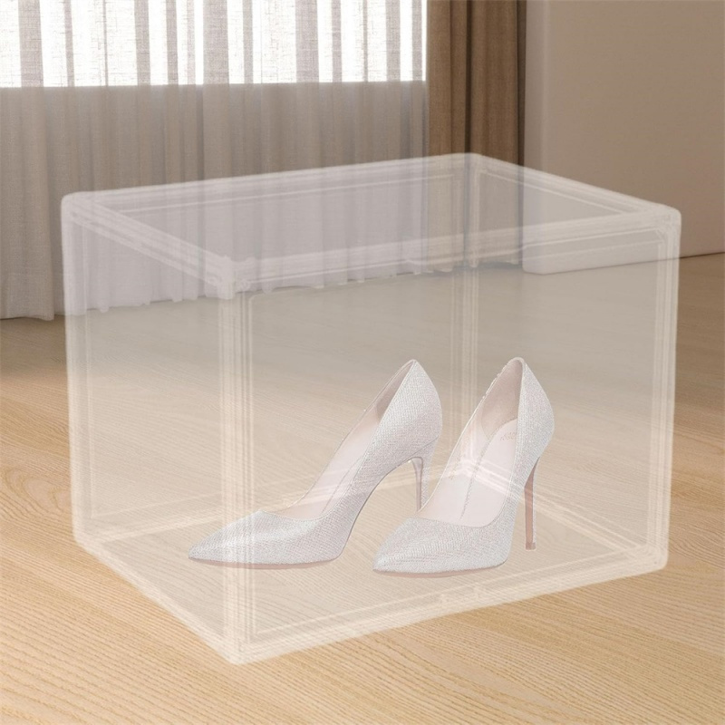 1pc Clear Stackable Plastic Storage Bins - Large Capacity Storage Box For Collectible Bags, Shoes, Cosmetics & Sports Memorabilia