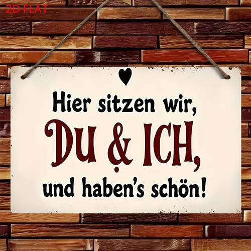2d flach, 2d flach vintage holz wandtafel - deutsch sitzen wir, alles ist schild, 1 stück, für wohnzimmer, schlafzimmer, veranda, bar, garage garten, holz wohnkultur, langlebiges material, vintage-stil, wohnraumdekoration, 2d flach kunst wanddekoration, 2d flach