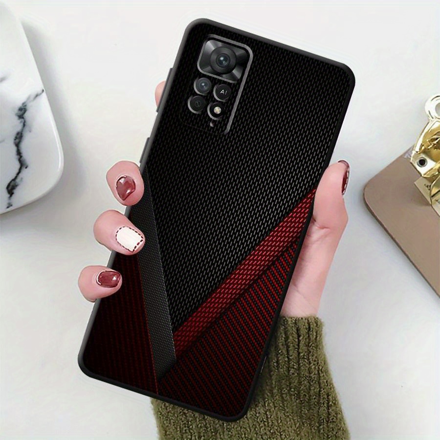 TEMU Phone Case - Soft Cover Shell With A Carbon Fiber Print Design For For Xiaomi Redmi Note Models Including 11s, 12, 12s, 13, 14 Pro+, 5g, 7, 8,