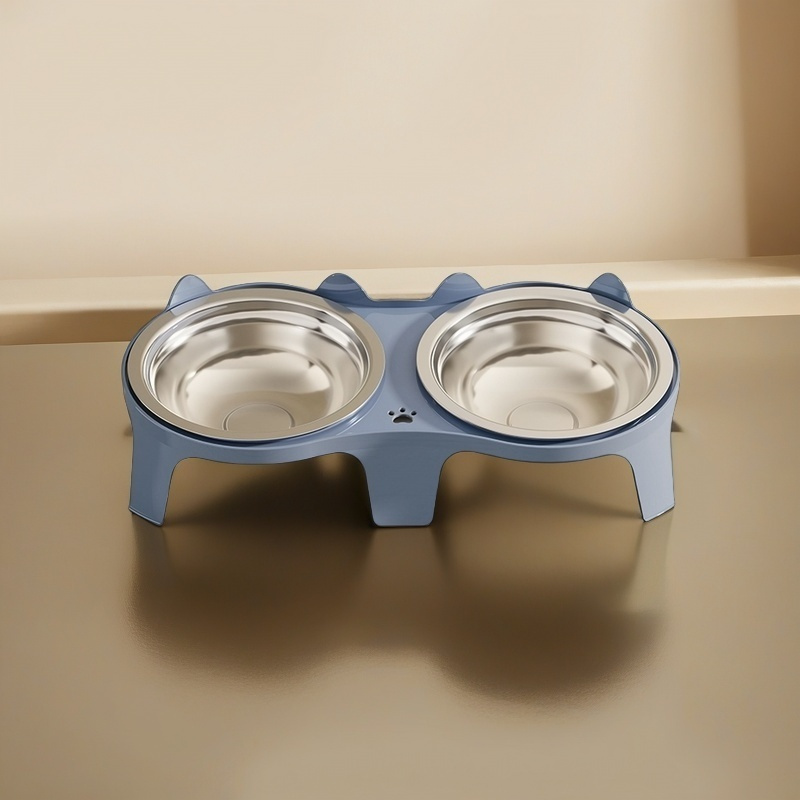 TEMU 2026 New Anti-tilt Pet Bowl, In Stainless Steel Or Plastic, Neck-protecting Design For Cats And Dogs, Non-slip And Stable To Prevent , Ideal For