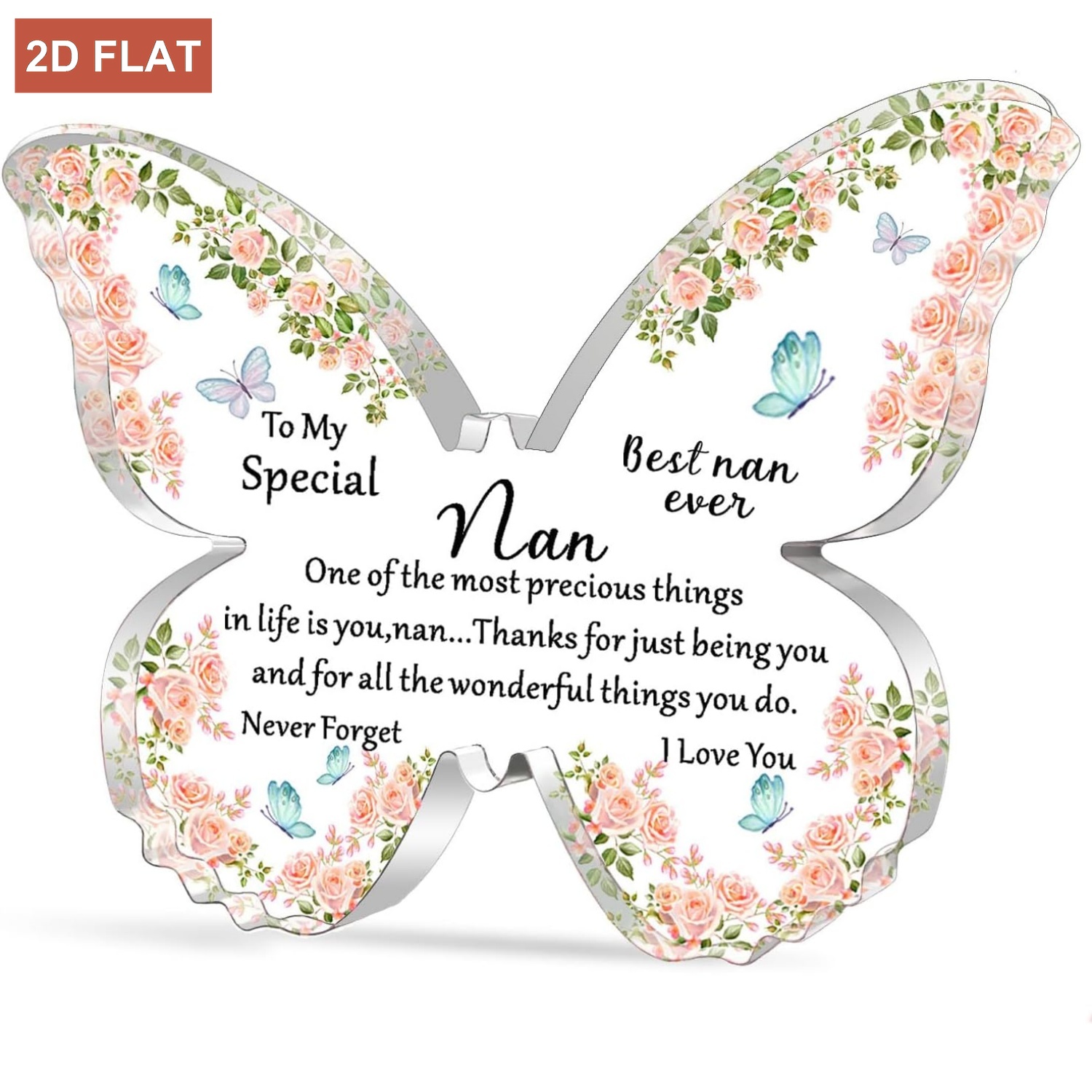 TEMU 2d Flat Acrylic Plaque Gifts For Nan Grandma Keepsake Present For Mother's Day Birthday Christmas Thanks Sign Desk Decor Best Nan Ever Flower