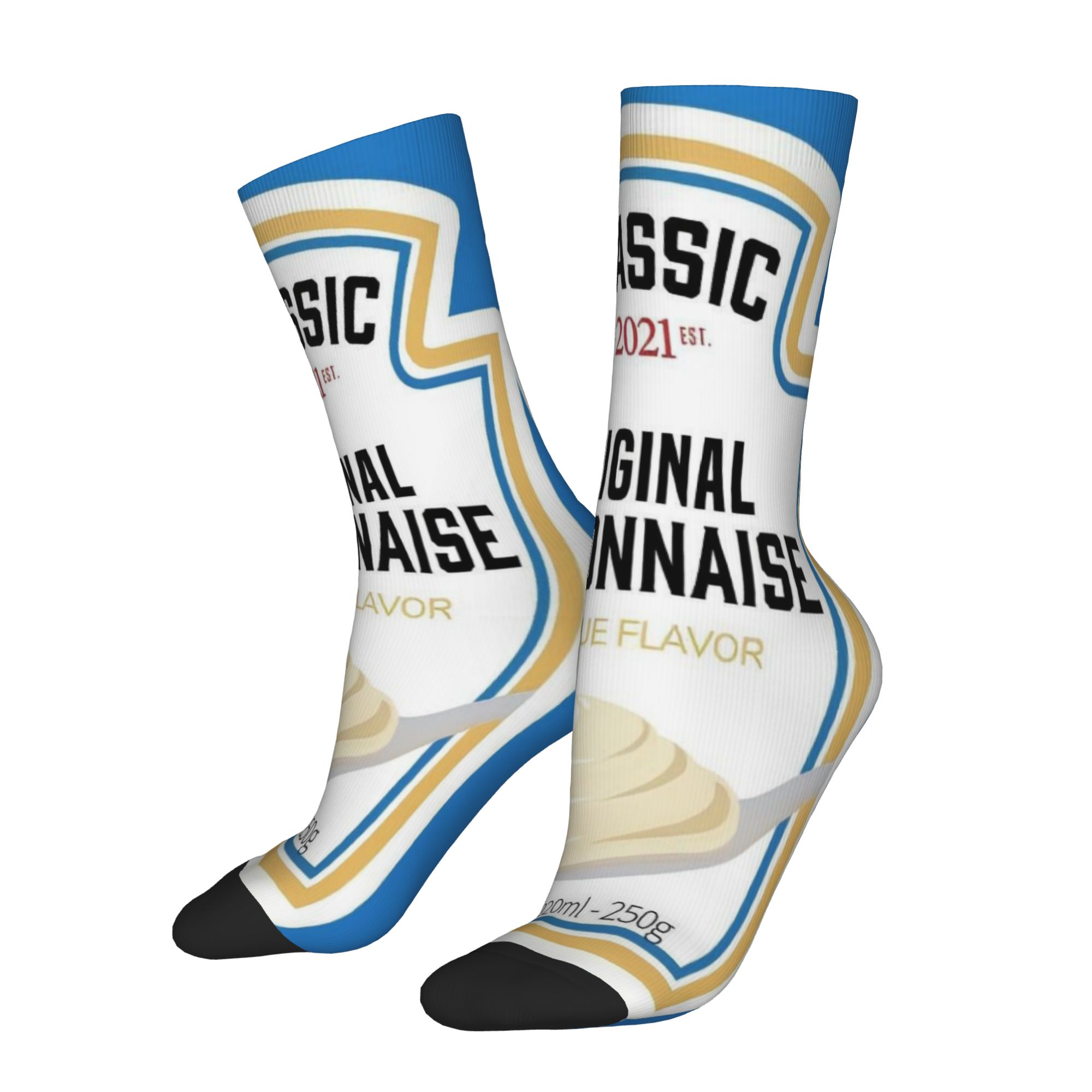 TEMU 1 Pair Hip Hop Mayonnaise Crazy Men's Compression Socks Unisex Harajuku Pattern Printed Funny Novelty Sock Gift