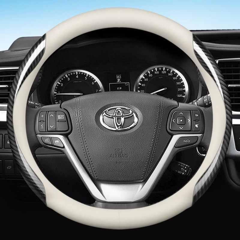 TEMU Faux Leather Steering Wheel Cover For Corolla, Rav4, Chr, C-hr, , Yaris Cars, Anti-slip, 38cm/14.96in, Car Interior Accessory