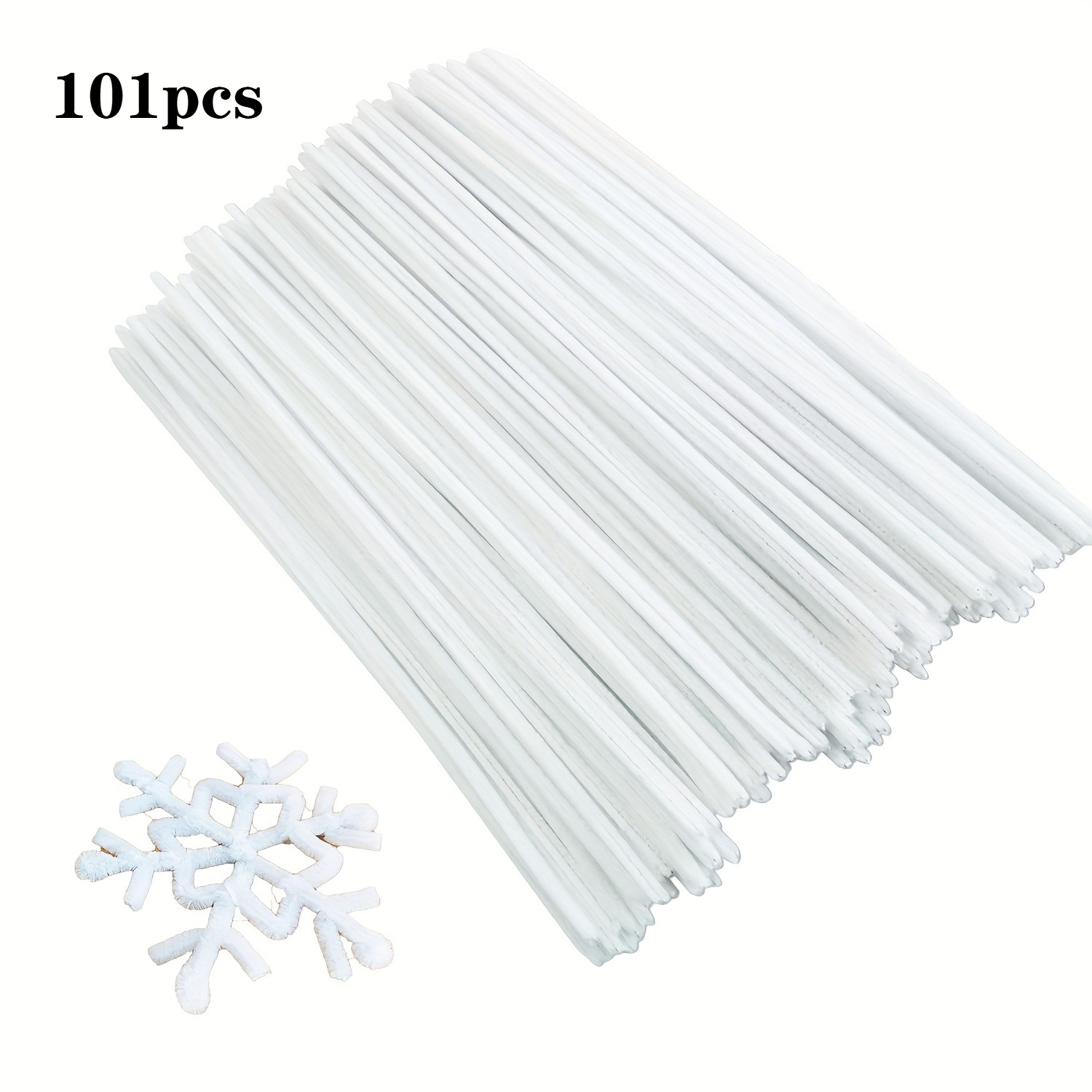 TEMU 101pcs White Tube-shaped Cleaners, Soft And Thick Nylon Chenille Bundles, Suitable For Crafts, Art Projects, Home Decor, Perfect Mother's Day