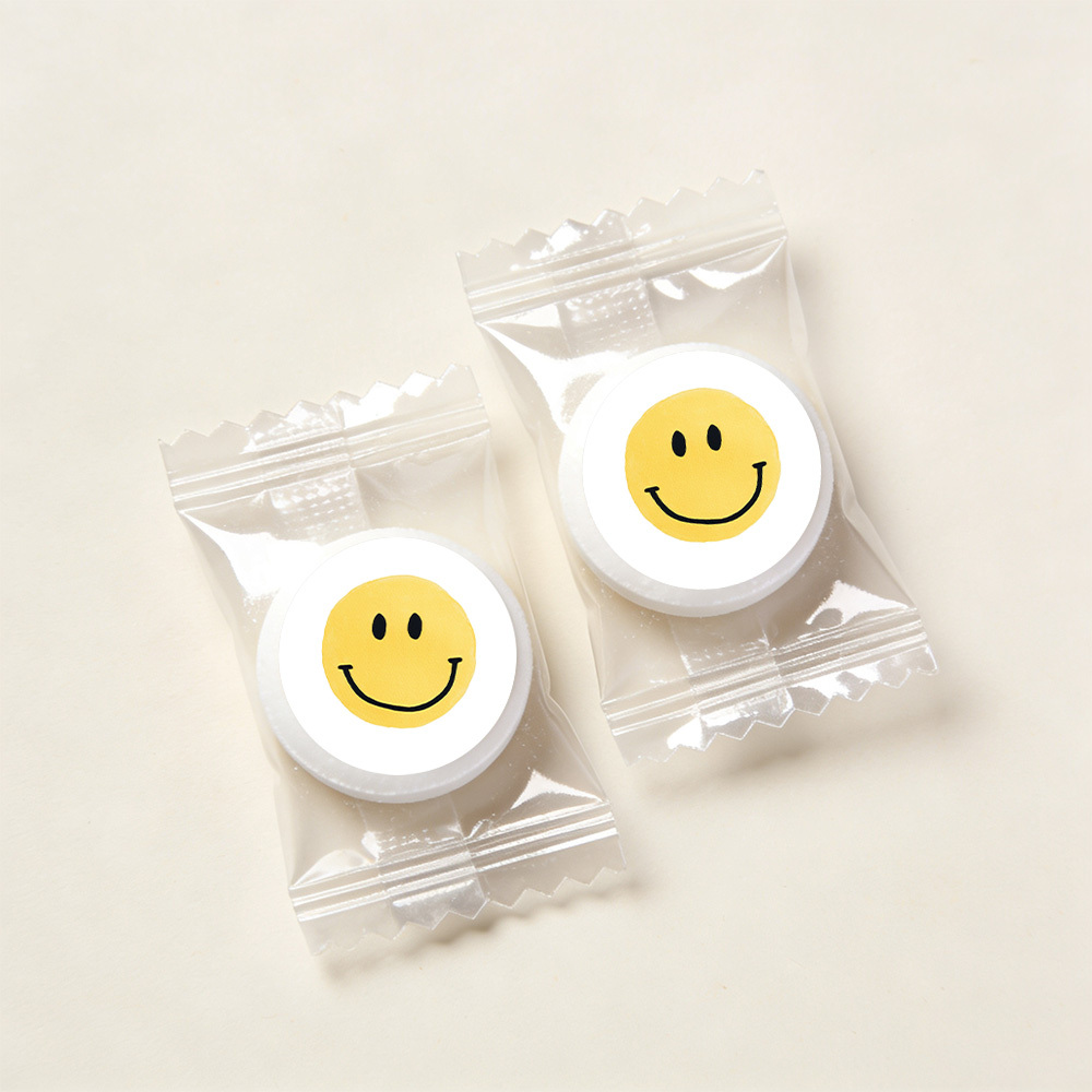E-shop 216 Stück runde Aufkleber mit einem fröhlichen gelben Smiley-Gesicht im sanften Aquarell-Stil. zum Dekorieren von Notizbüchern, Karten zu