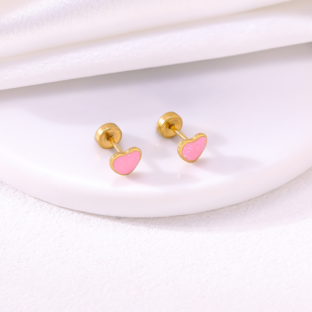 E-shop [Ein Paar] Damen Mode Einfache Herz-Stecker Ohrringe Trendige Edelstahl Ohrstecker Geeignet für Feiertage
