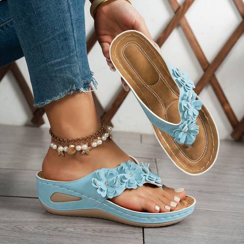 2026 new womens fashion casual platform wedge sandals womens fashion beach sandals color block wedge slippers women shoes