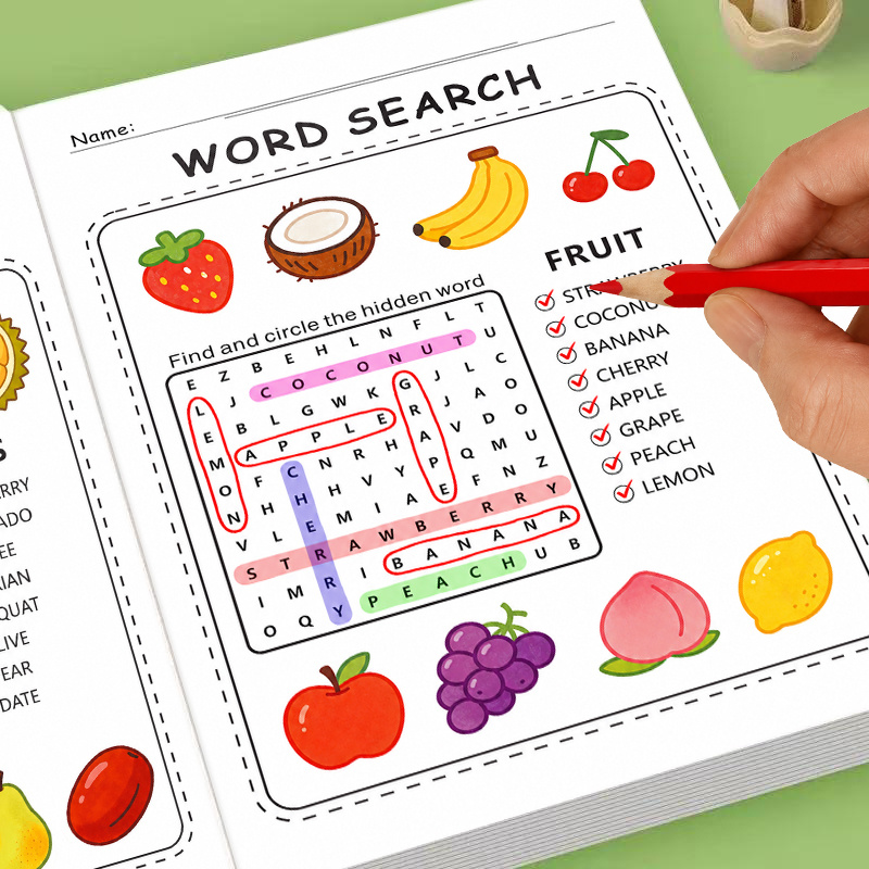 imagem do item caderno de caça-palavras infantil: mais de 200 quebra-cabeças de palavras |   divertidos para crianças a   de 3   | livro de atividades de caça-palavras com múltiplas dificuldades + caderno de   de escrita com   de números