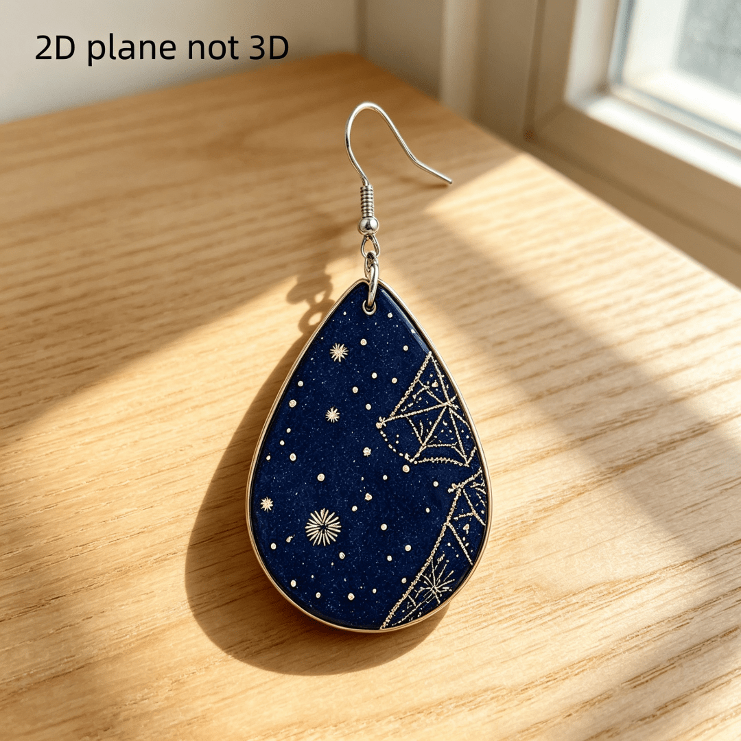 Dark Blue Starry Constellation Teardrop Earrings