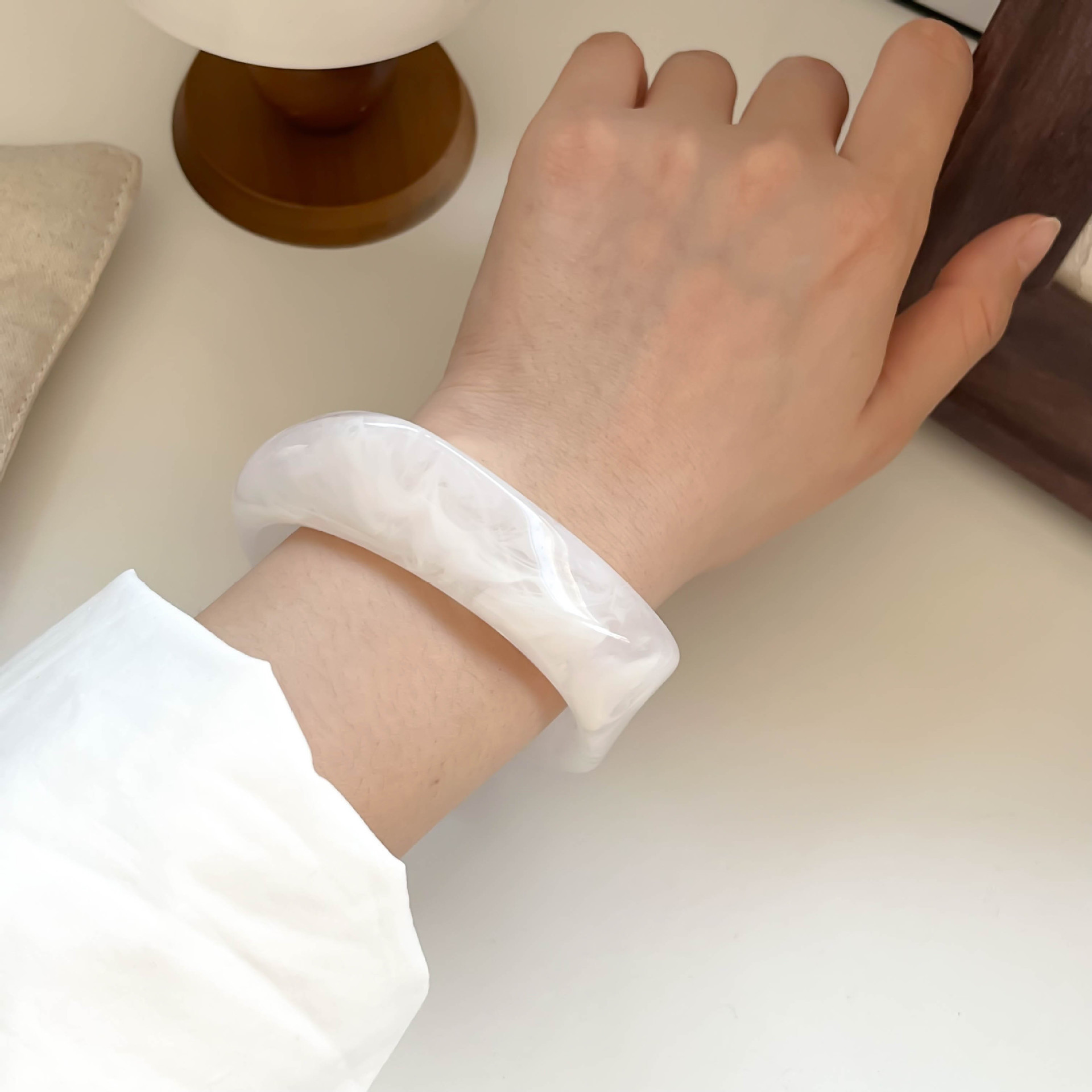 8pc Marbled Square Geometric Resin Bracelets