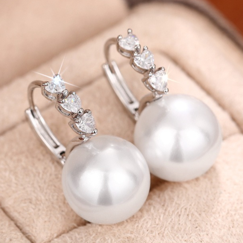E-shop 1 Paar Damenmode Ohrringe, elegante Temperament eingelegte Zirkonia Herzform Ohrringe für Damen, , Dates, , Hochzeiten, Verlobungen, Schmuck,