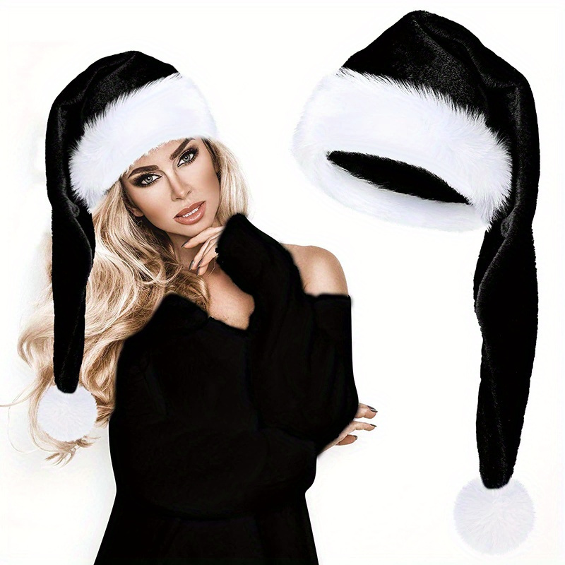 TEMU 1pc Christmas Hats Suitable For Men And Women, Adult Christmas Hats, Christmas Hairstyle Decorative Hats, Holiday Family Santa Claus Extended